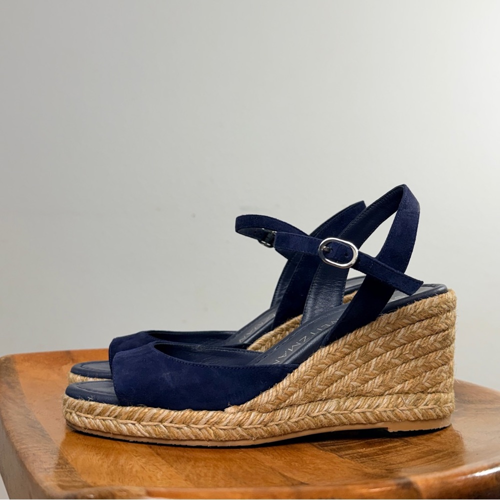 Stuart Weitzman Dark Blue Espadrille Wedges